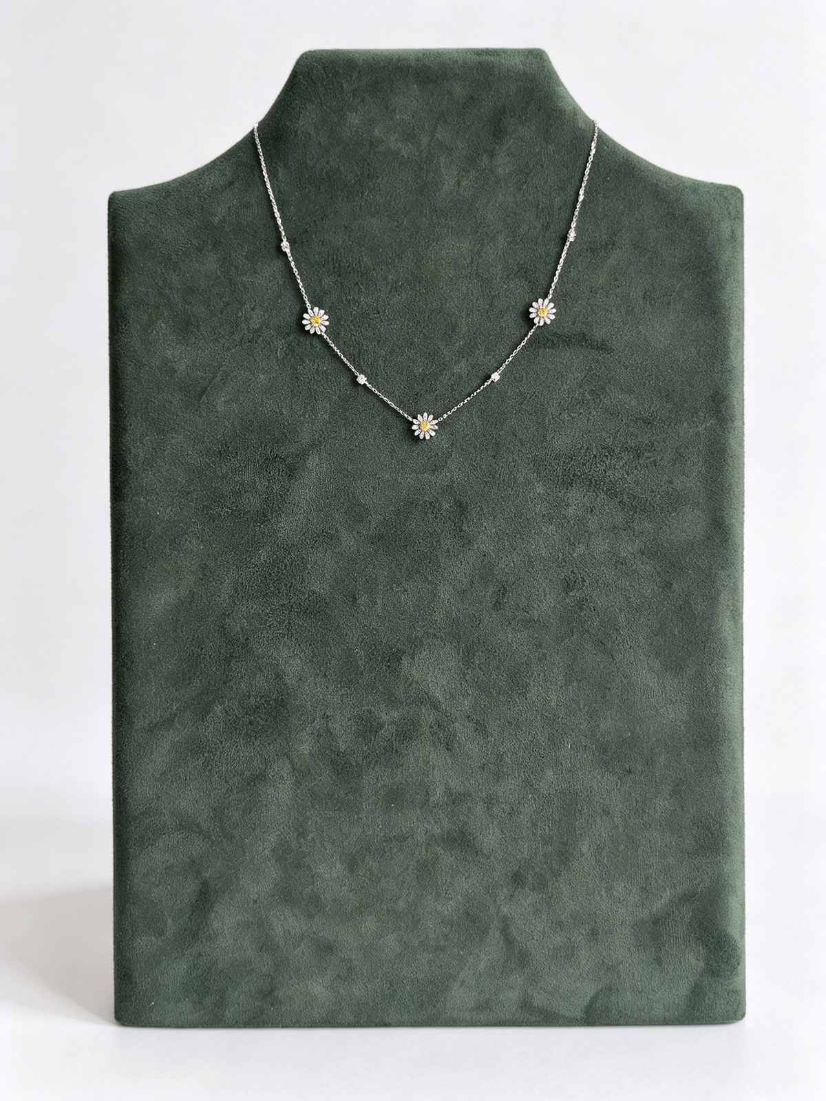 Yellow Moissanite Triple Daisy Necklace in S925 Sterling Silver