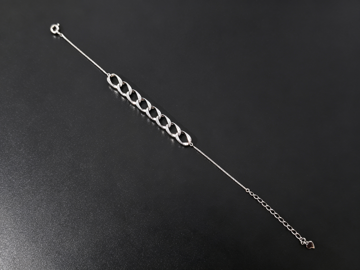 Moissanite Chain Link Bracelet in S925 Sterling Silver