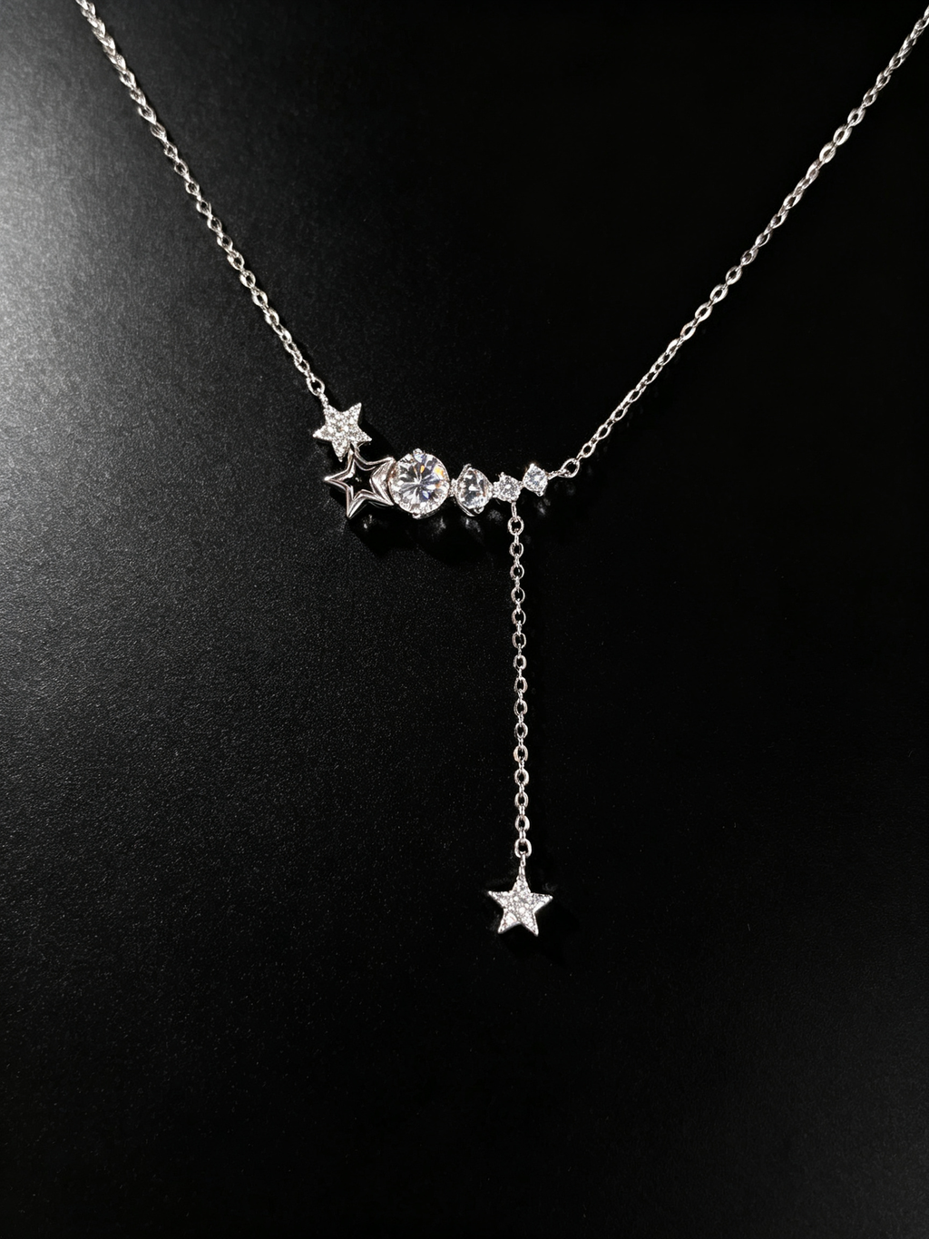 Moissanite Celestial Star Drop Necklace in S925 Sterling Silver