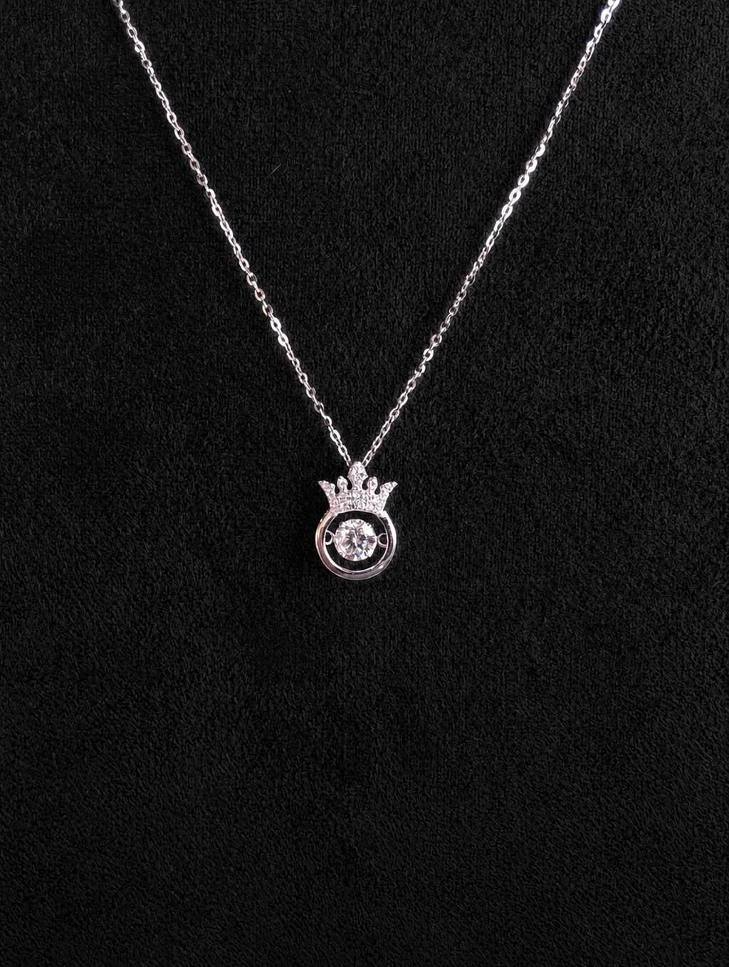 Crown Dancing Moissanite Necklace in S925 Sterling Silver
