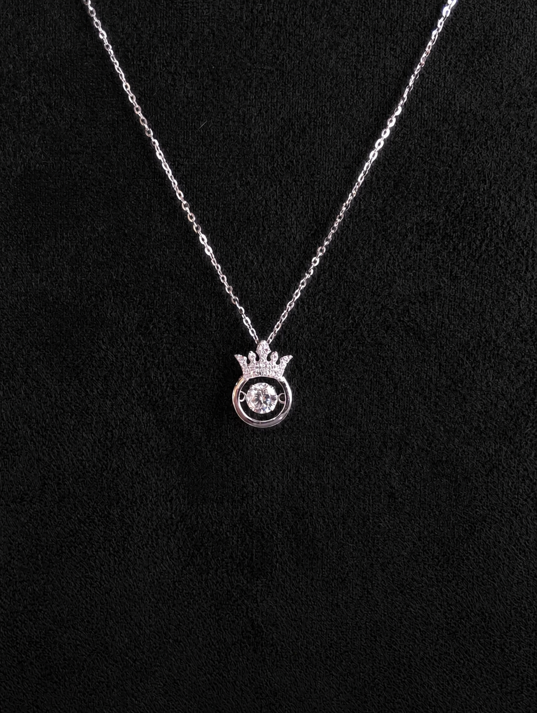 Crown Dancing Moissanite Necklace in S925 Sterling Silver