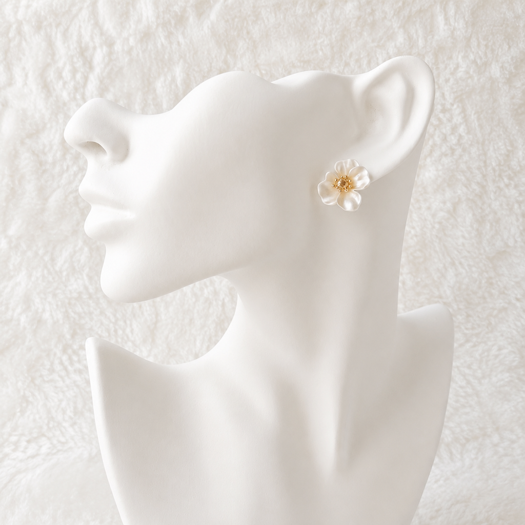 Resin Four Petal Flower Stud Earrings with S925 Silver Post – Panda House