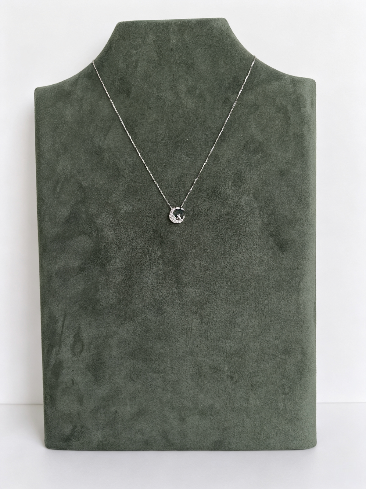 Moonlight Cat Moissanite Necklace in S925 Sterling Silver