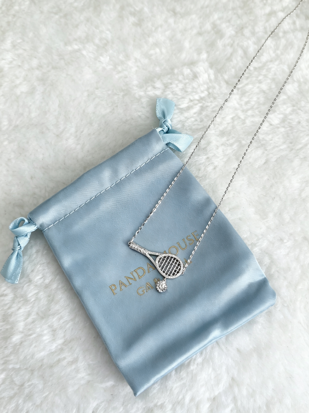Moissanite Tennis Racket Necklace in S925 Sterling Silver