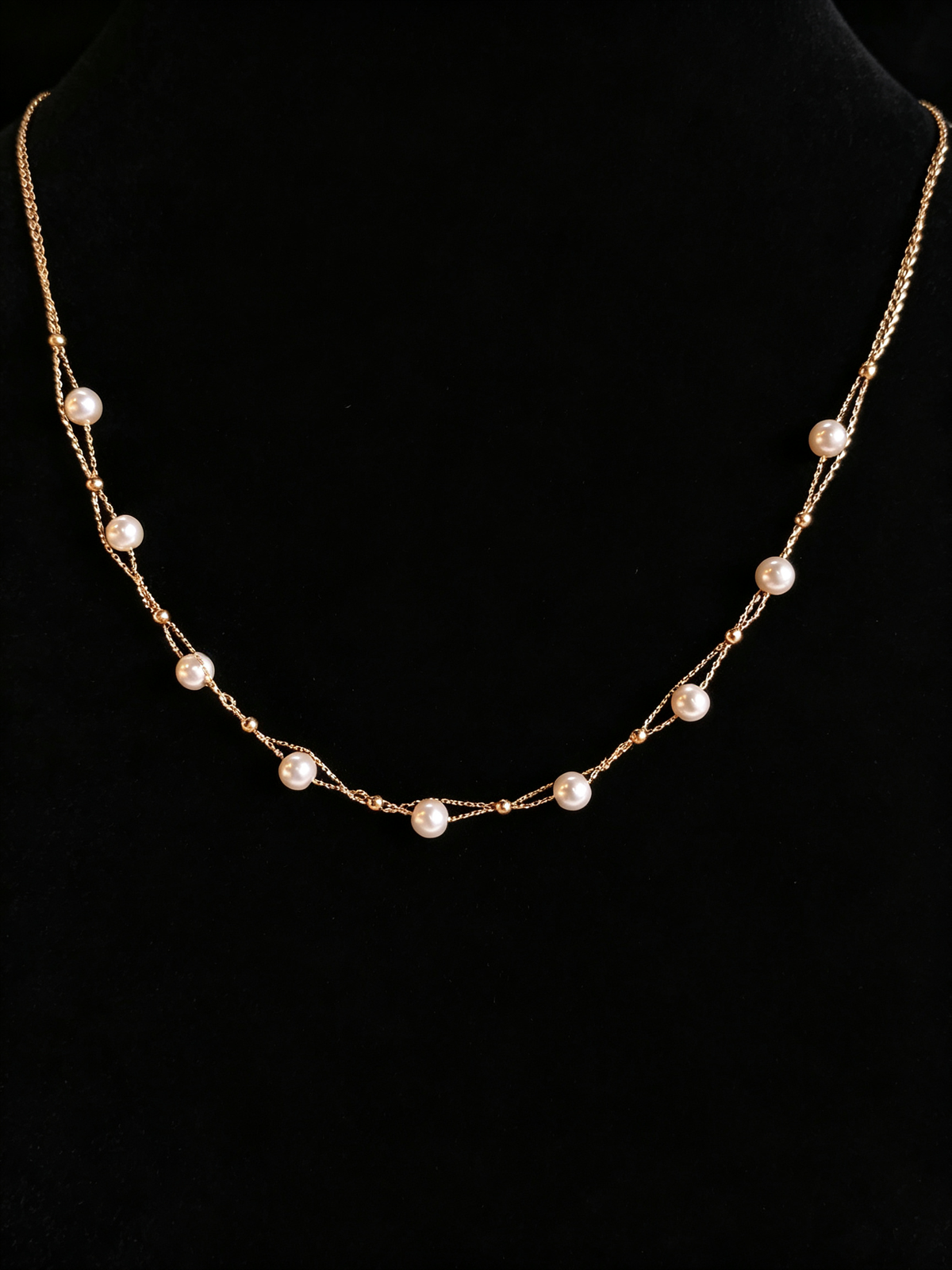 24K Gold-Plated Double-Strand Pearl Necklace