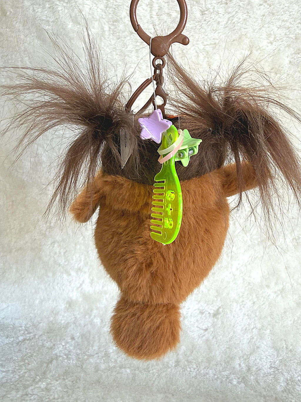 Fluffy Crazy-Hair Chirping Bird Keychain