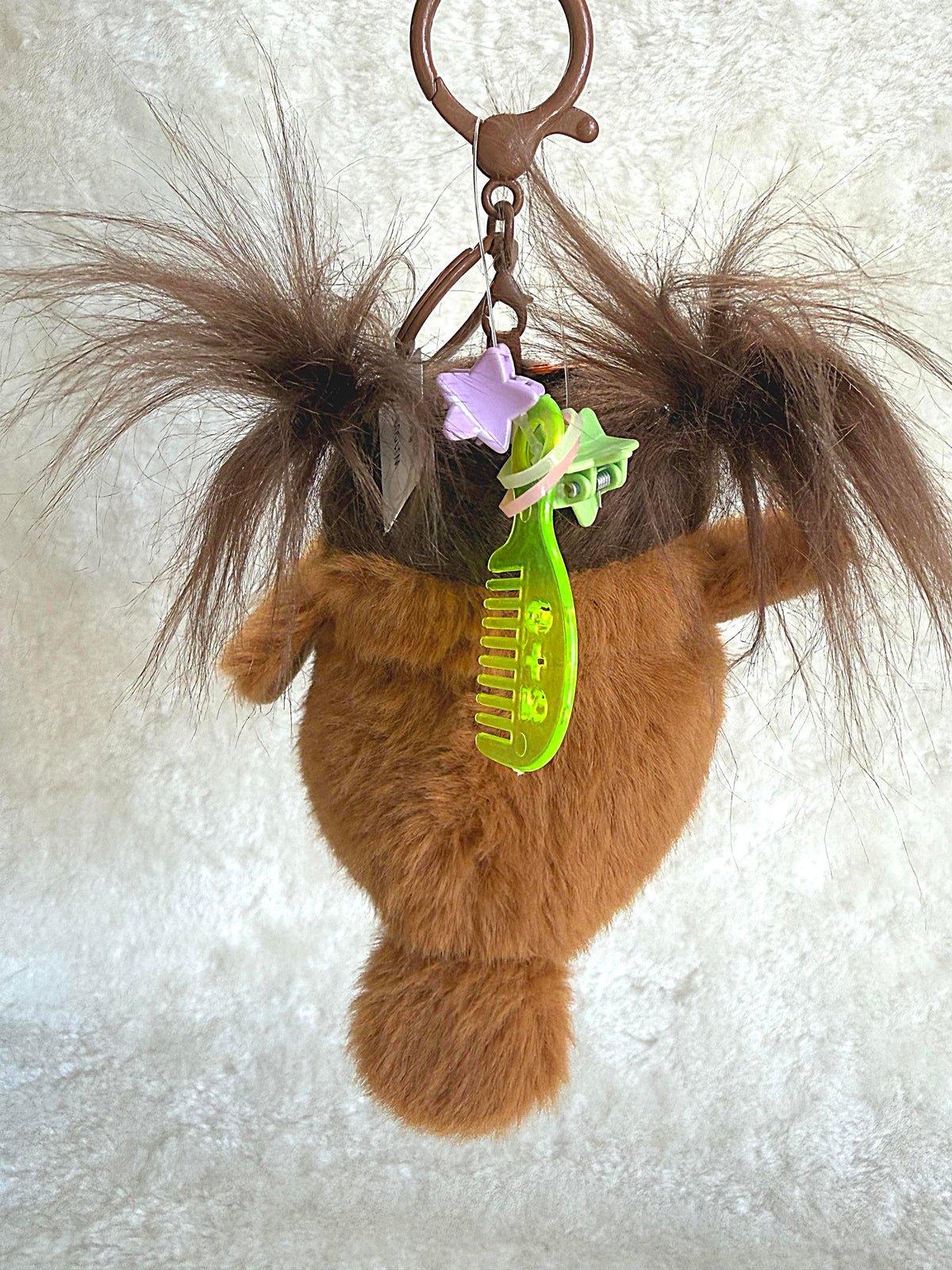 Fluffy Crazy-Hair Chirping Bird Keychain