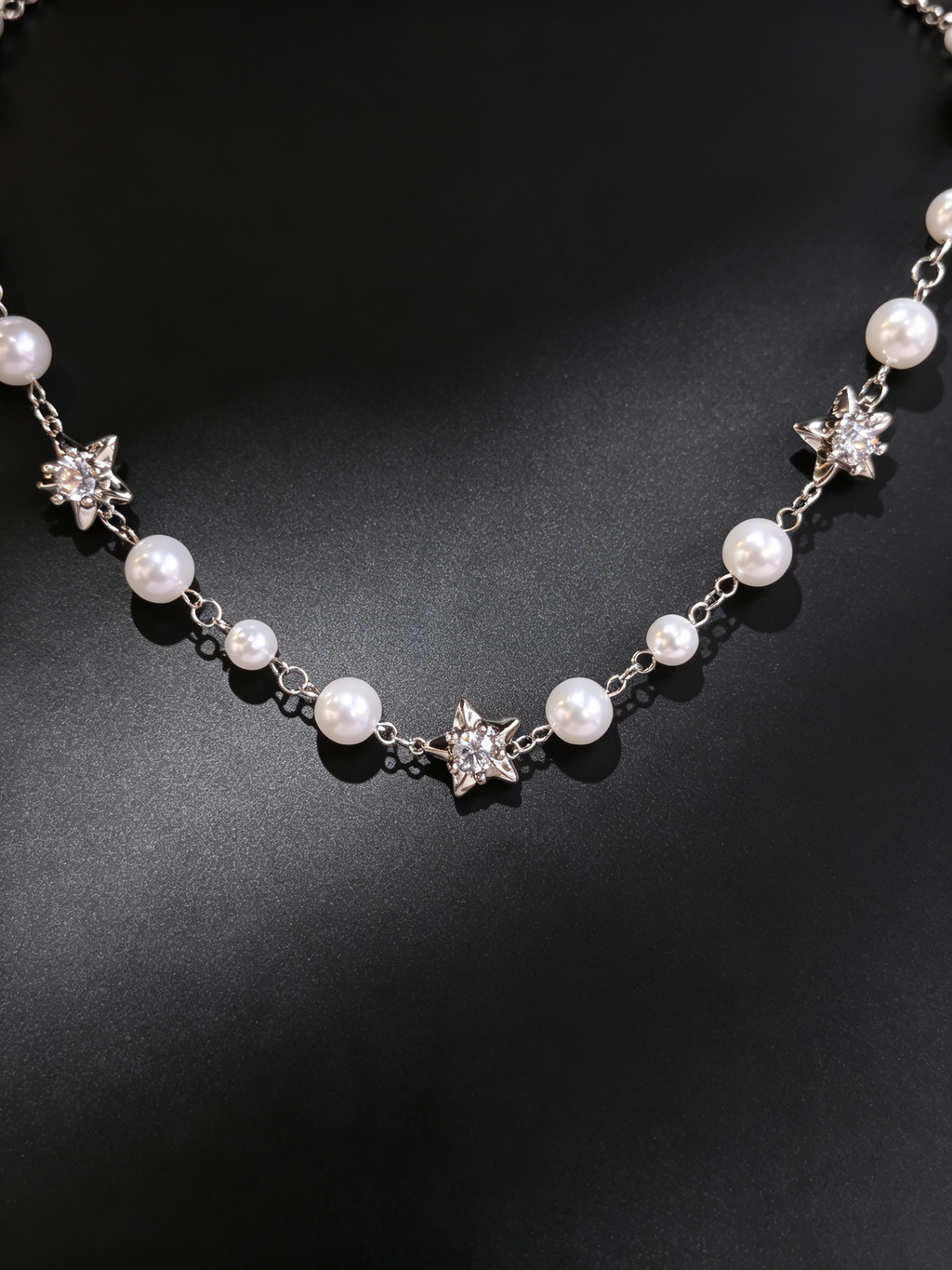 S925 Sterling Silver Pearl & Star Necklace