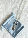 S925 Sterling Silver Pearl & Teddy Bear Charm Necklace