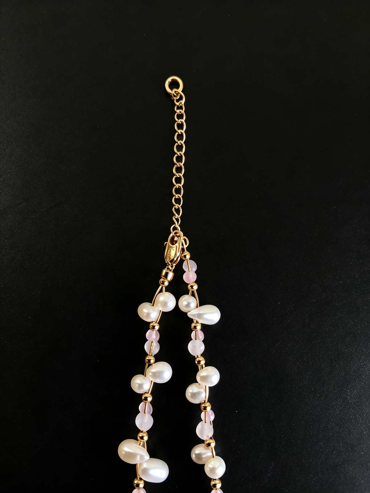 24K Gold-Plated Pearl & Natural Stone Pendant Necklace