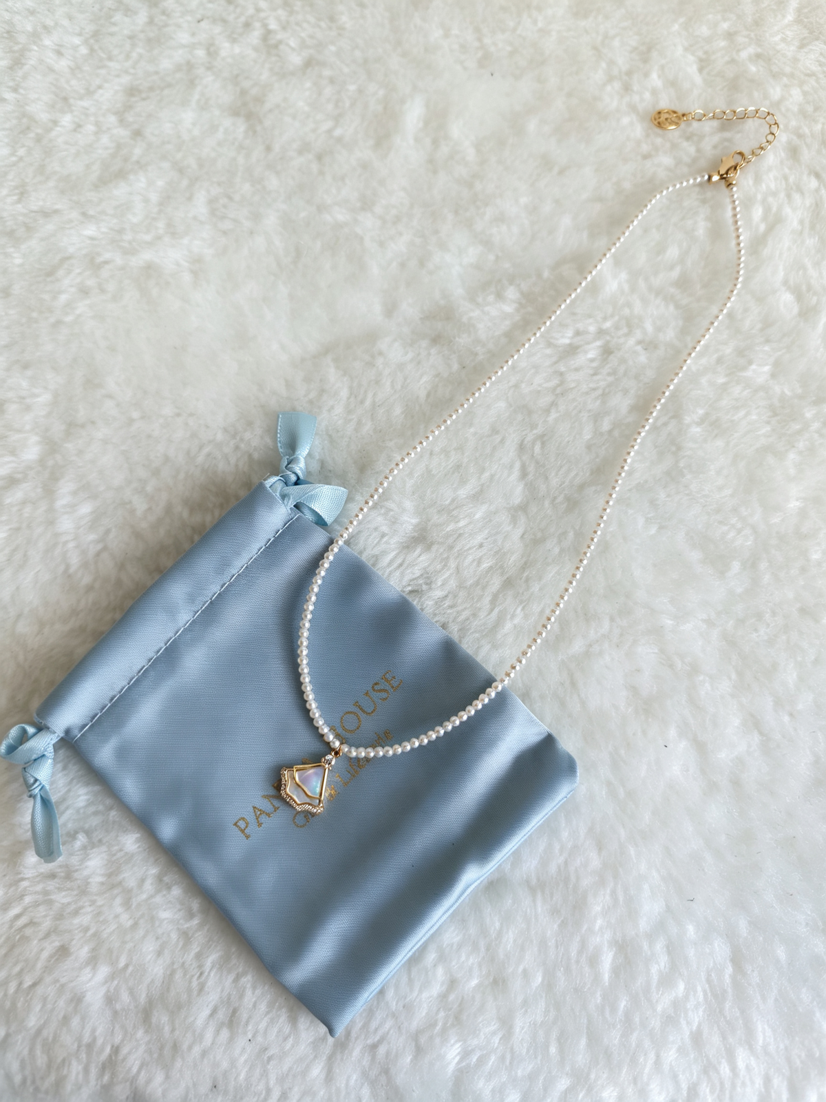 24K Gold-Plated Pearl & Mother-of-Pearl Fan Pendant Necklace