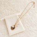 24K Gold Plated Mother of Pearl Rose Victorian Cameo Pendant Rope Chain Necklace
