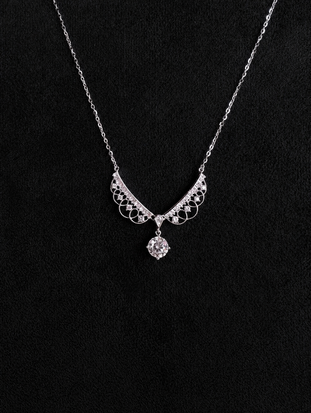 1.0 ct Butterfly Dancing Moissanite Necklace in S925 Sterling Silver