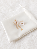 24K Gold Plated White Enamel Four Petal Flower Crystal Stud Earrings – Panda House