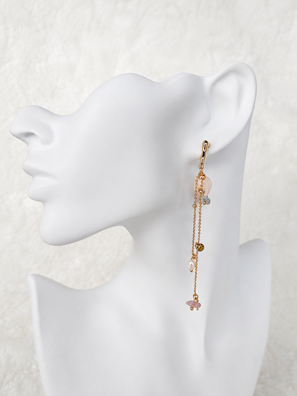 24K Gold Plated Long Chain Tassel Multi-Gemstone Drop Earrings – Panda House