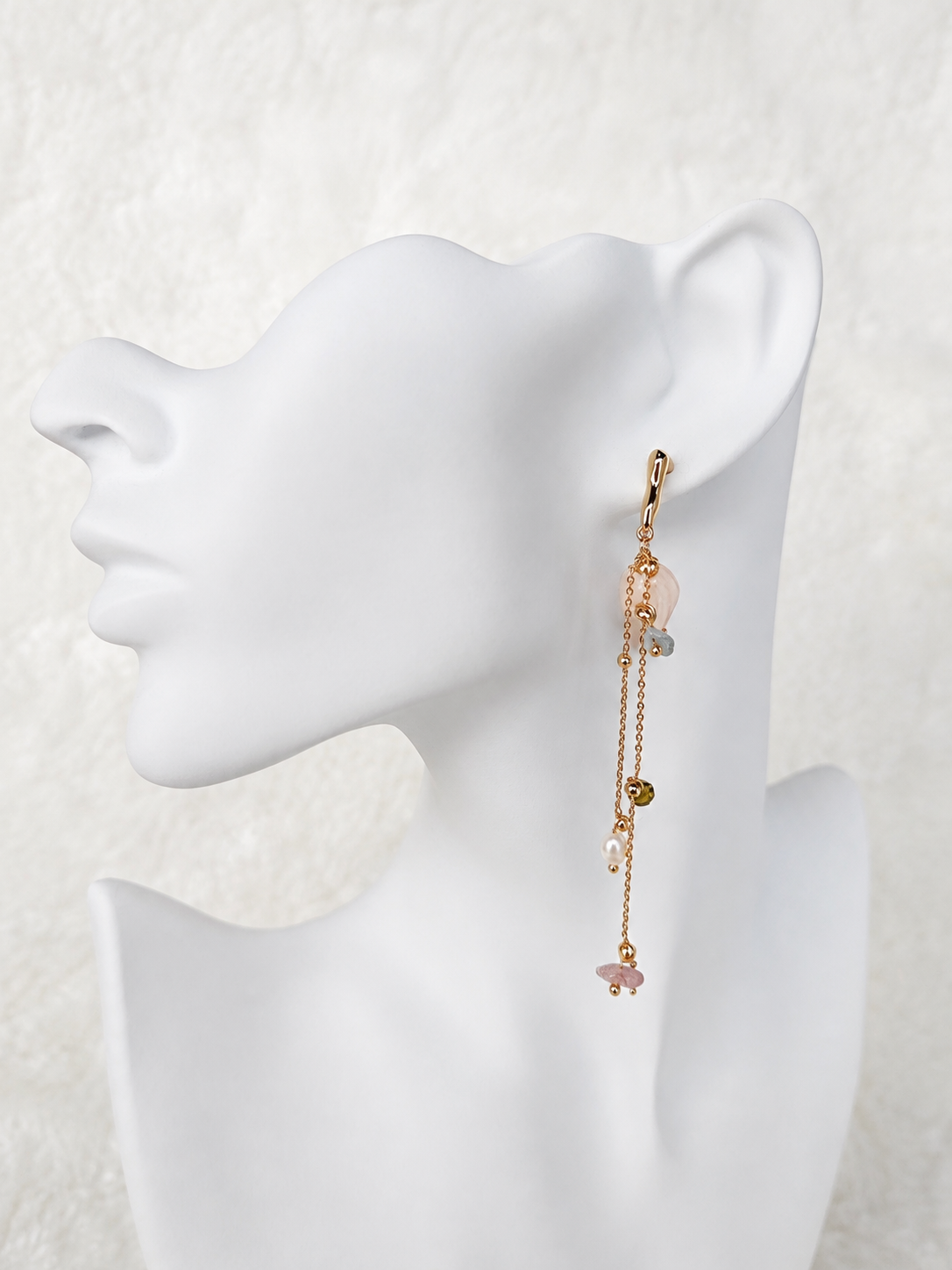 24K Gold Plated Long Chain Tassel Multi-Gemstone Drop Earrings – Panda House
