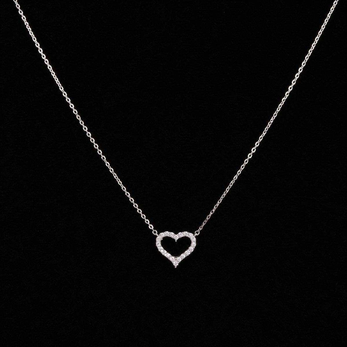 Open Heart Moissanite Necklace in S925 Sterling Silver