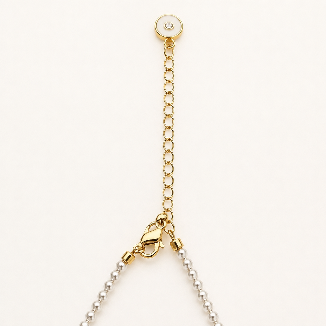 24K Gold Plated White Floral Pearl Pendant Satellite Chain Necklace