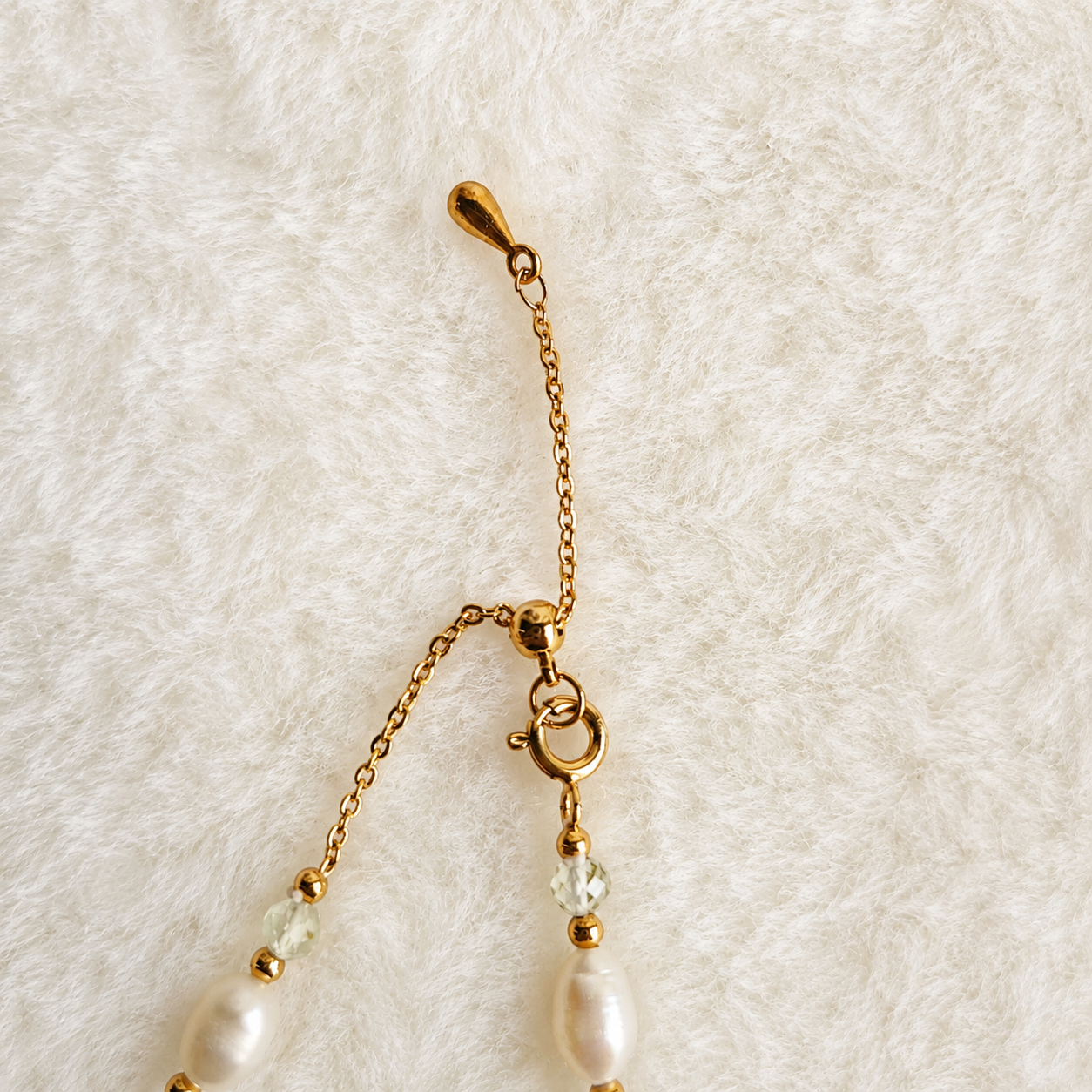 24K Gold Plated Teal Cat’s Eye Leaf Centerpiece Baroque Pearl & Moonstone Bracelet – Panda House