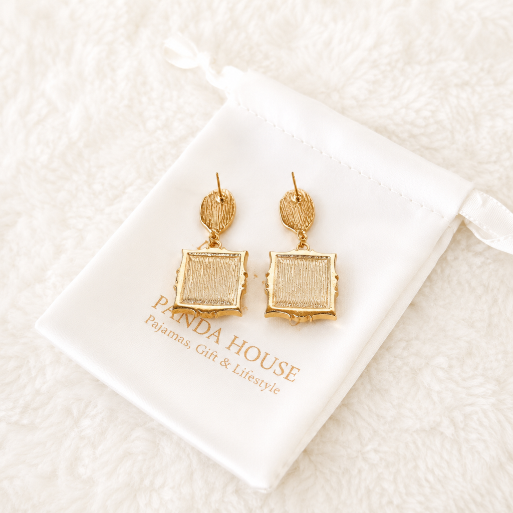 24K Gold Plated Roman Goddess Cameo Oil Painting Frame Pearl Drop Earrings