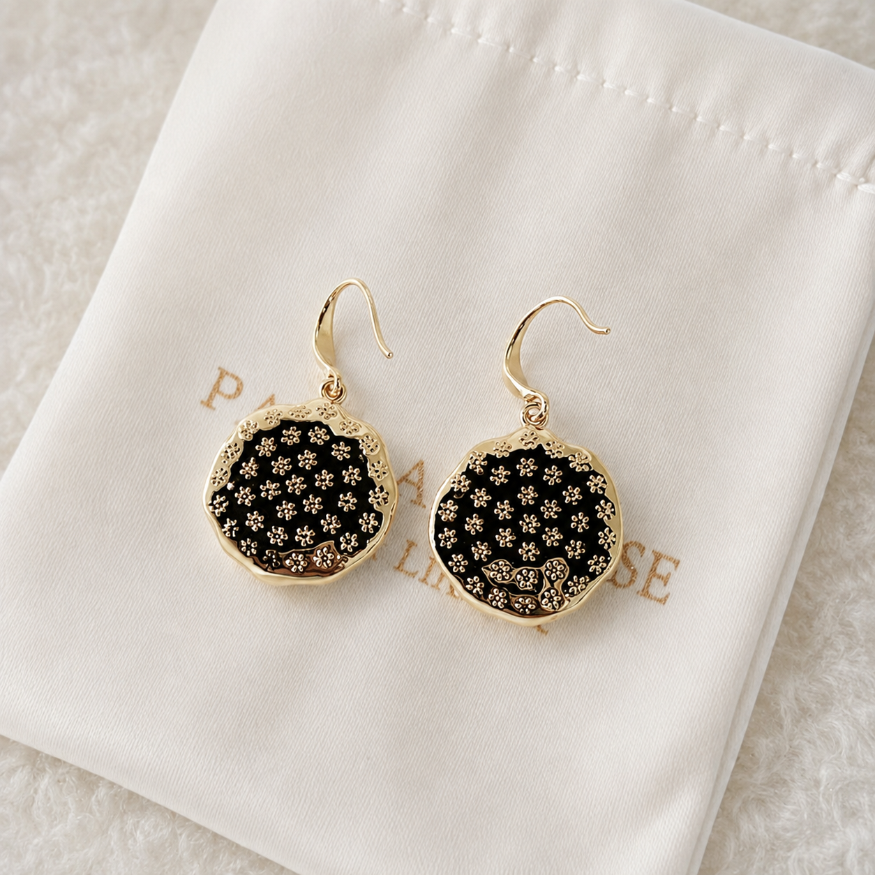 24K Gold Plated Green Enamel Ginkgo Leaf Pearl Drop Earrings