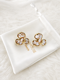 24K Gold Plated Baroque Keshi Pearl Trefoil Flower Stud Earrings – Panda House
