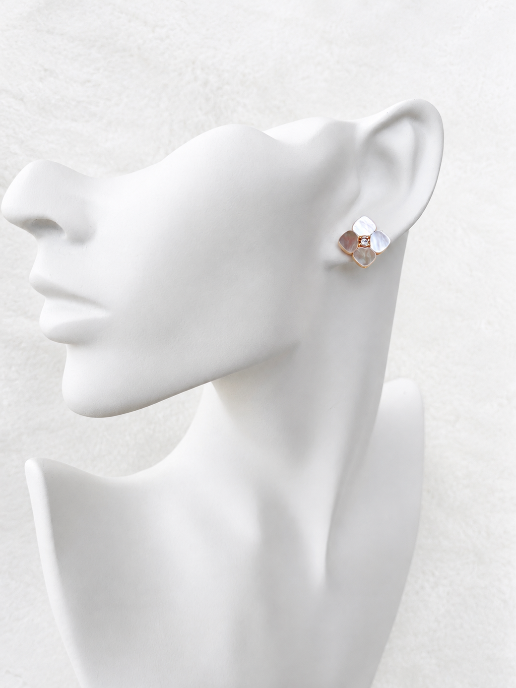 24K Gold Plated White Enamel Four Petal Flower Crystal Stud Earrings – Panda House