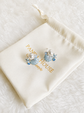 S925 Sterling Silver Scallop Shell Blue Enamel Pearl & Crystal Stud Earrings – Panda House