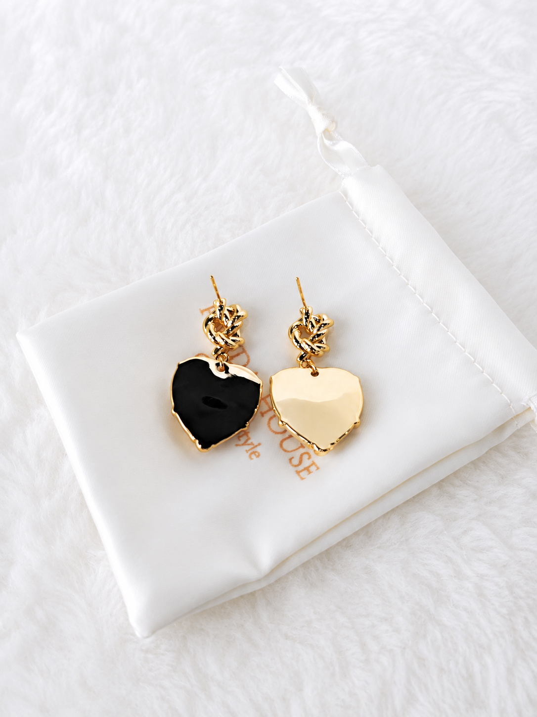 24K Gold Plated Twisted Chain Baroque Heart Lavender Enamel Multi-Pearl Drop Earrings – Panda House
