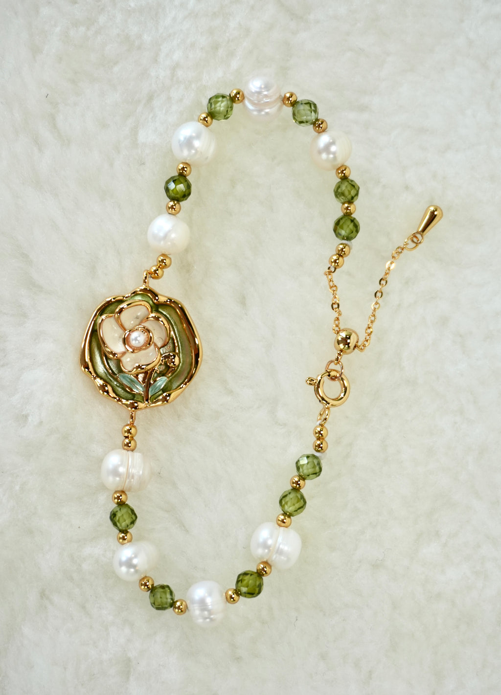 Natural Stone Pearl Bracelet | 24K Gold Plated