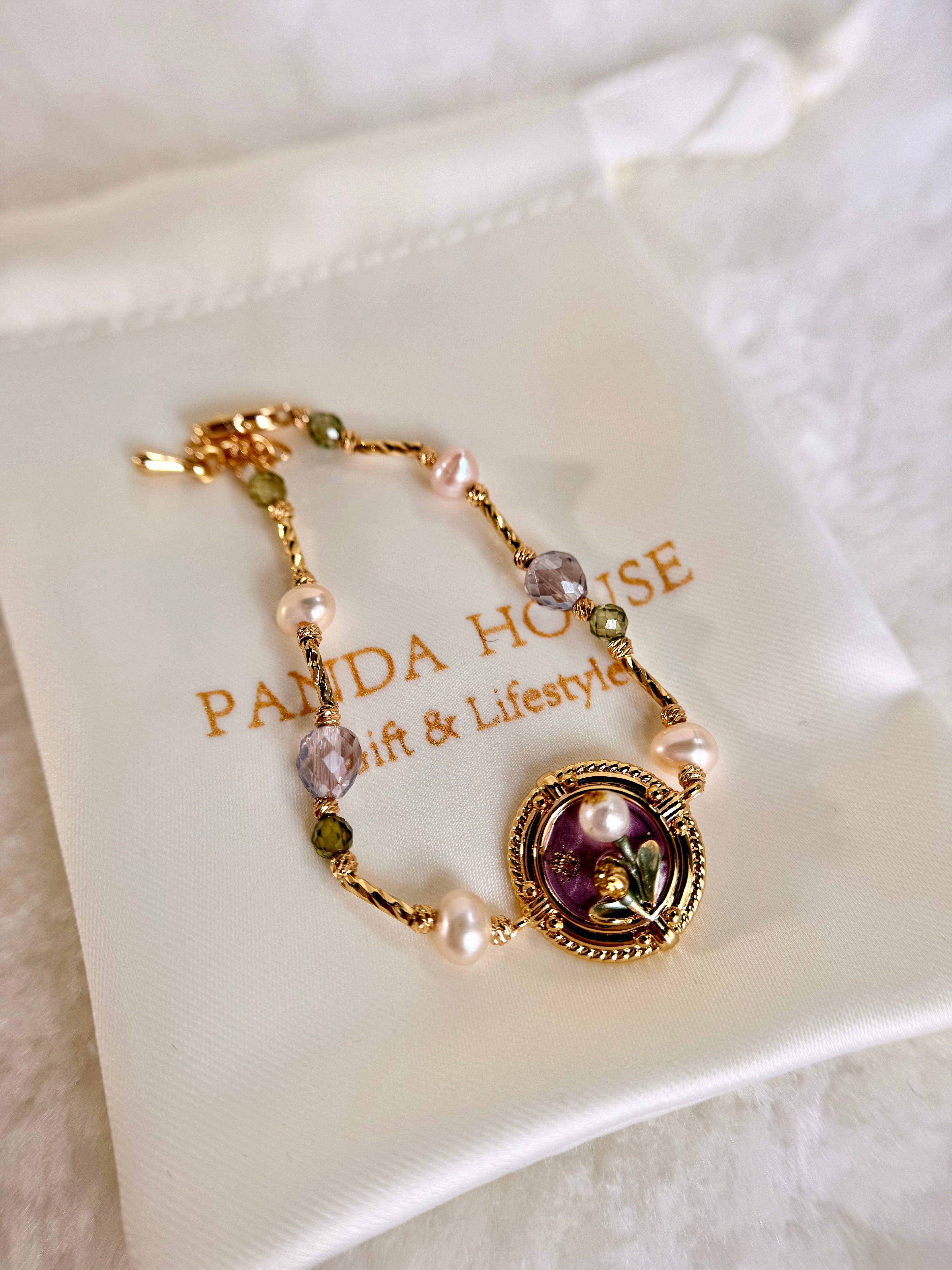 Pearl & Natural Stone Bracelet | 24K Gold Plated
