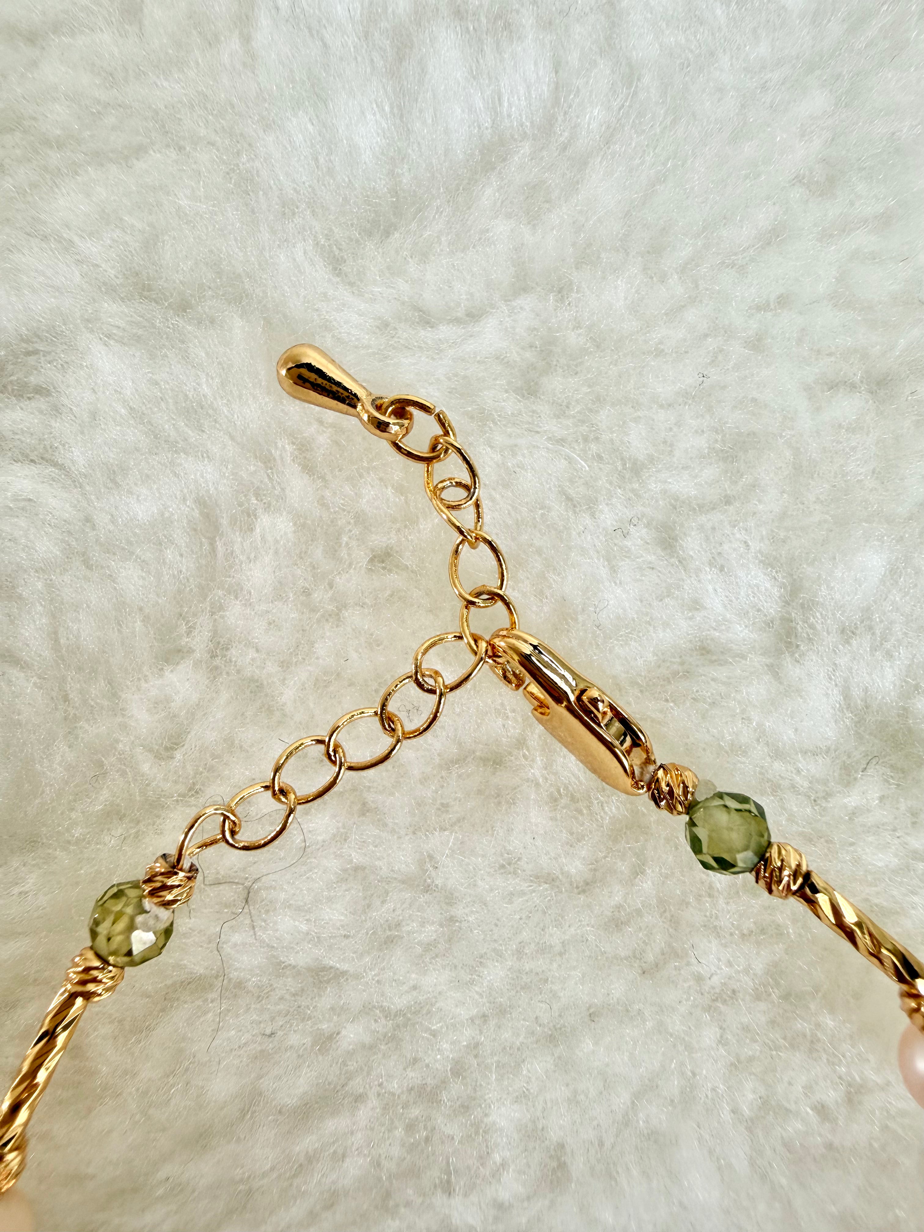 Pearl & Natural Stone Bracelet | 24K Gold Plated