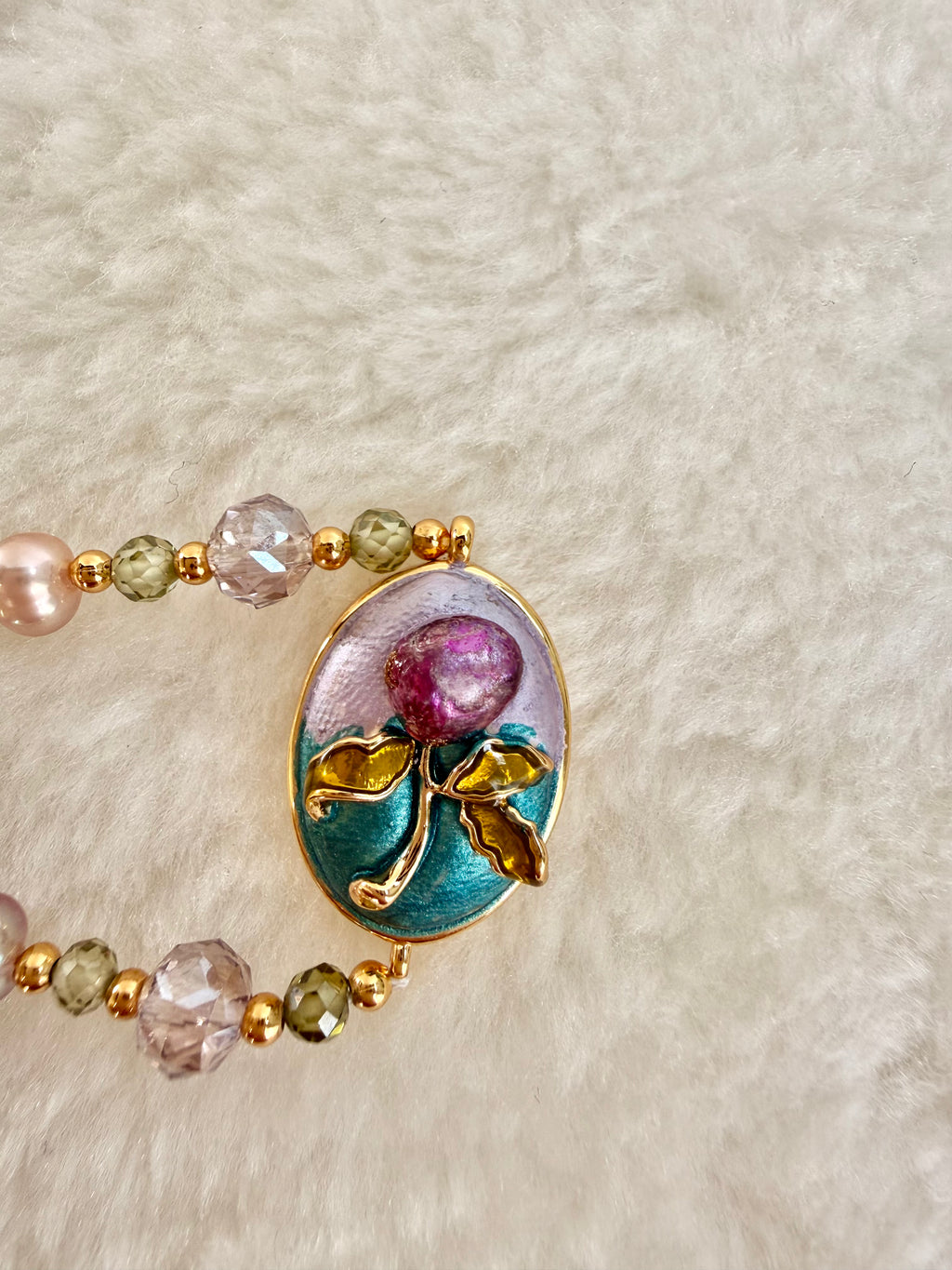 Pearl & Natural Stone Bracelet | 24K Gold Plated