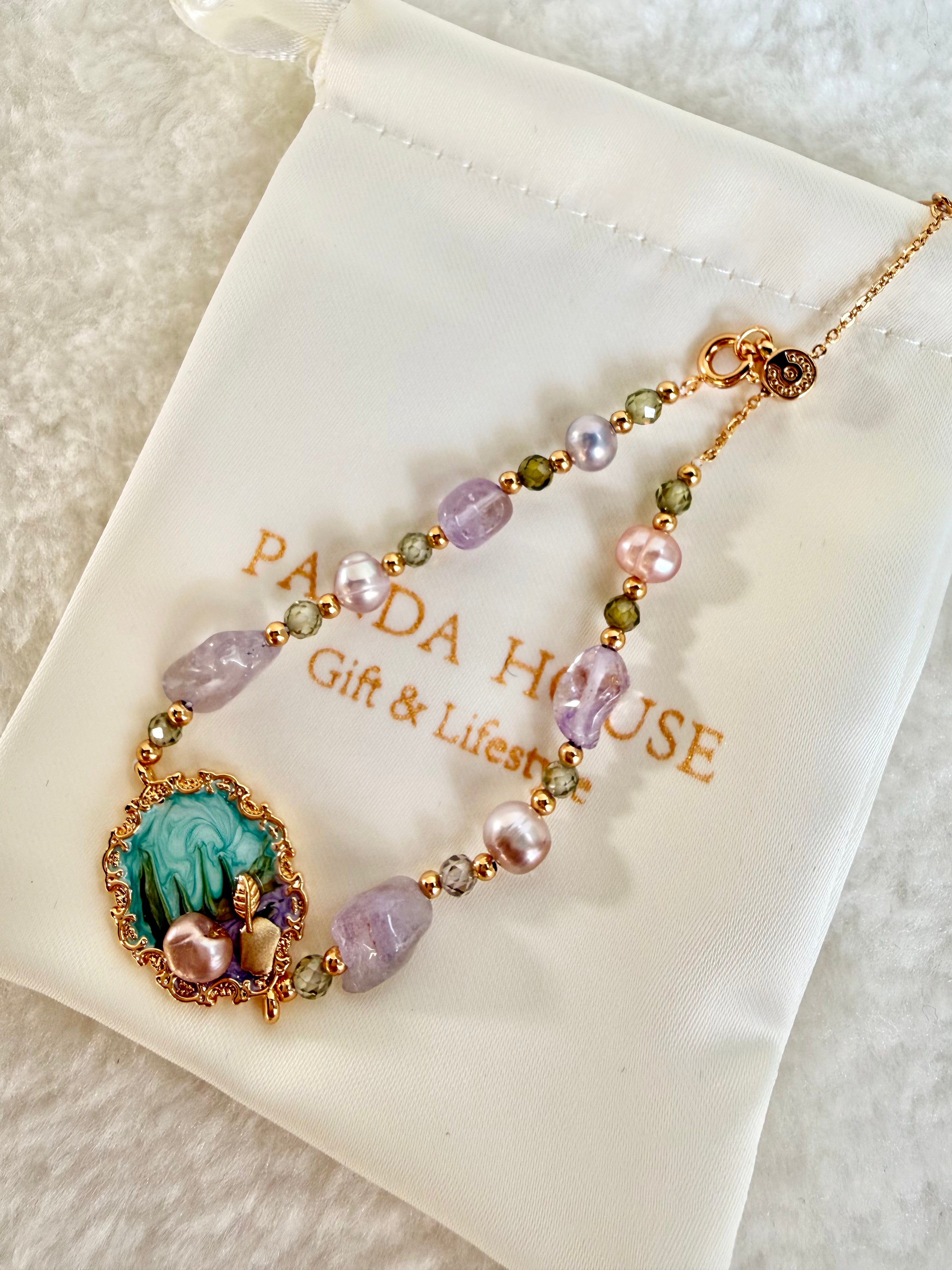 Pearl & Natural Stone Bracelet | 24K Gold Plated
