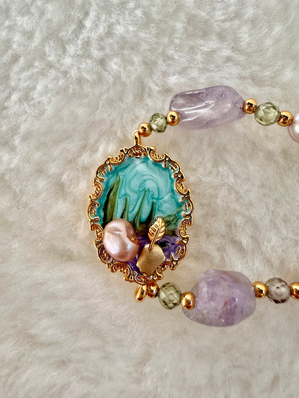 Pearl & Natural Stone Bracelet | 24K Gold Plated