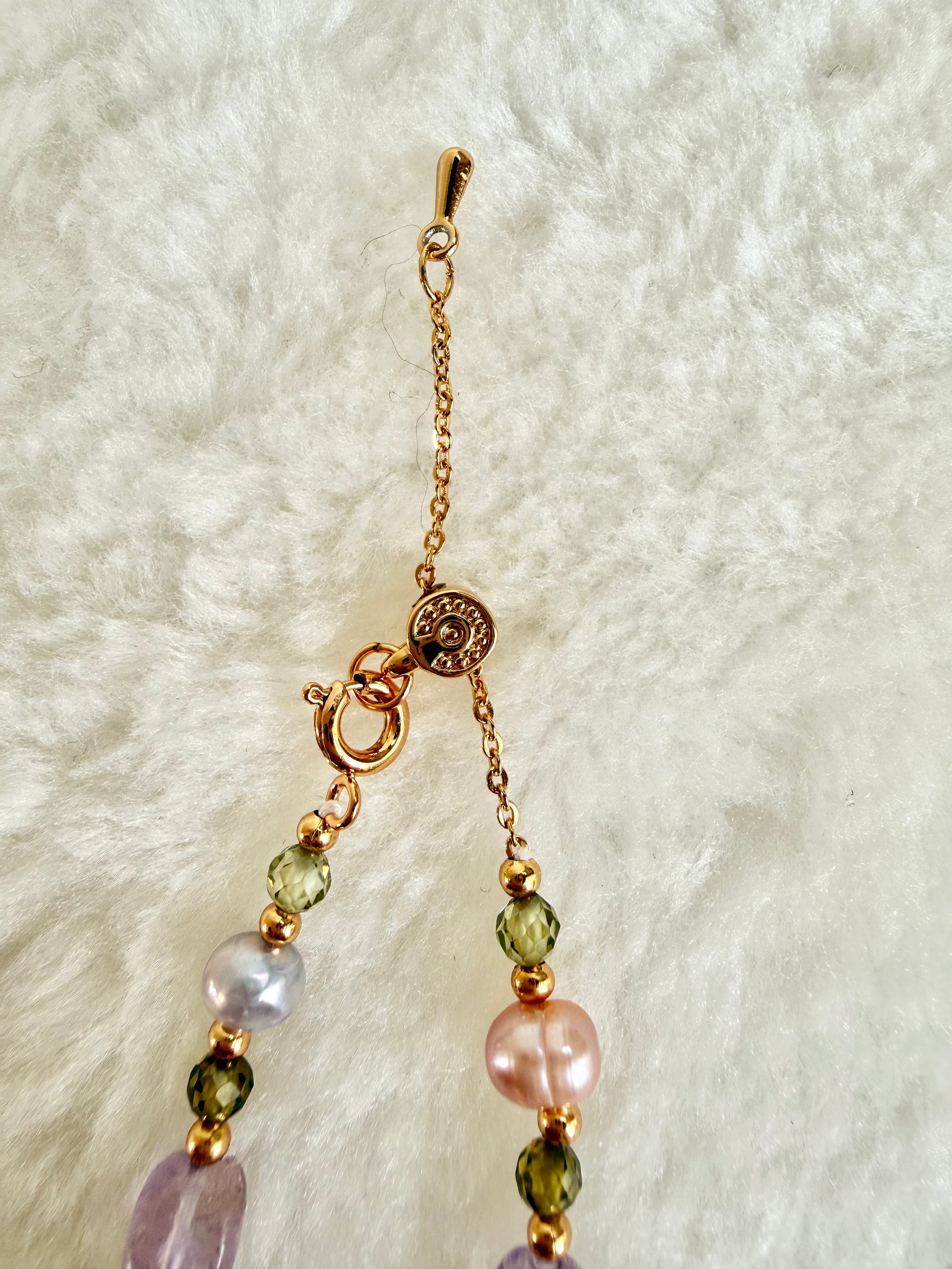 Pearl & Natural Stone Bracelet | 24K Gold Plated