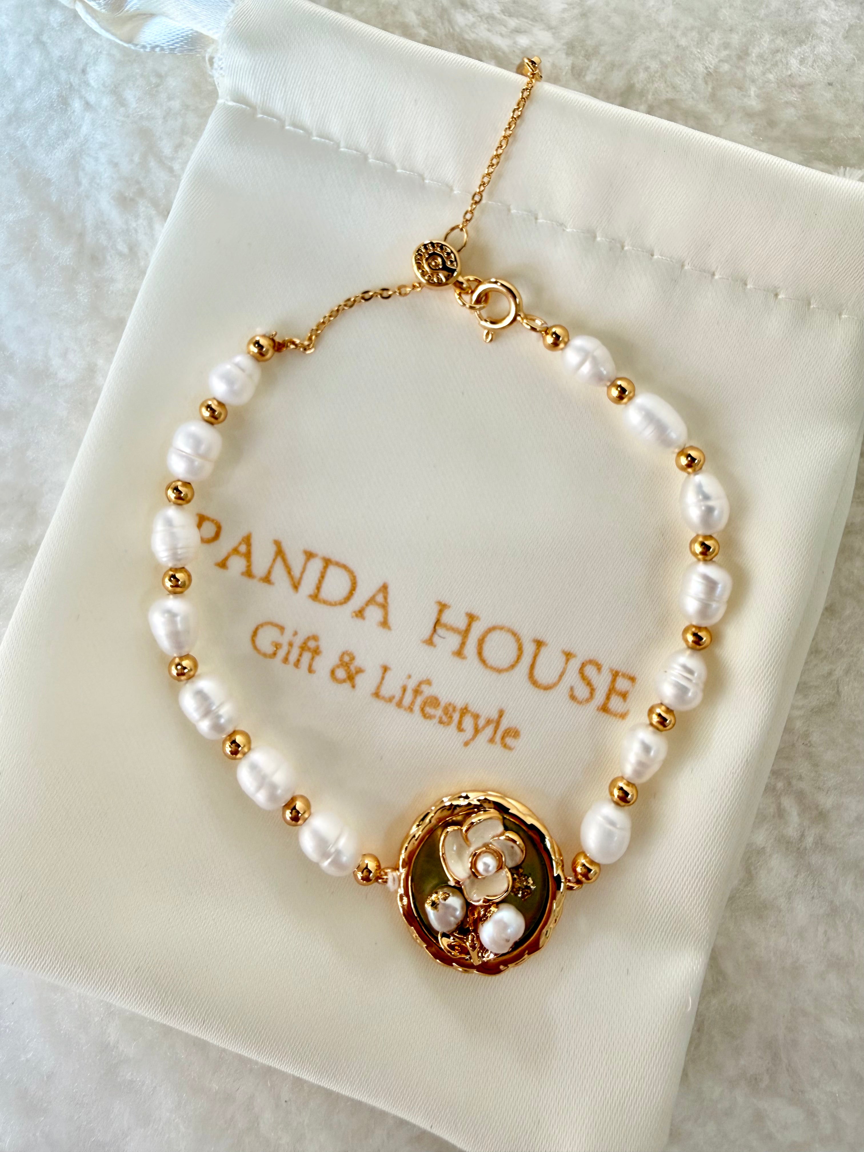 Pearl & Natural Stone Bracelet | 24K Gold Plated