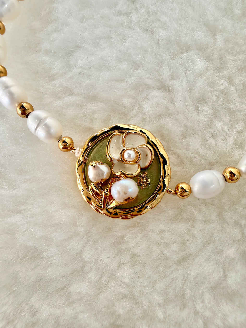 Pearl & Natural Stone Bracelet | 24K Gold Plated