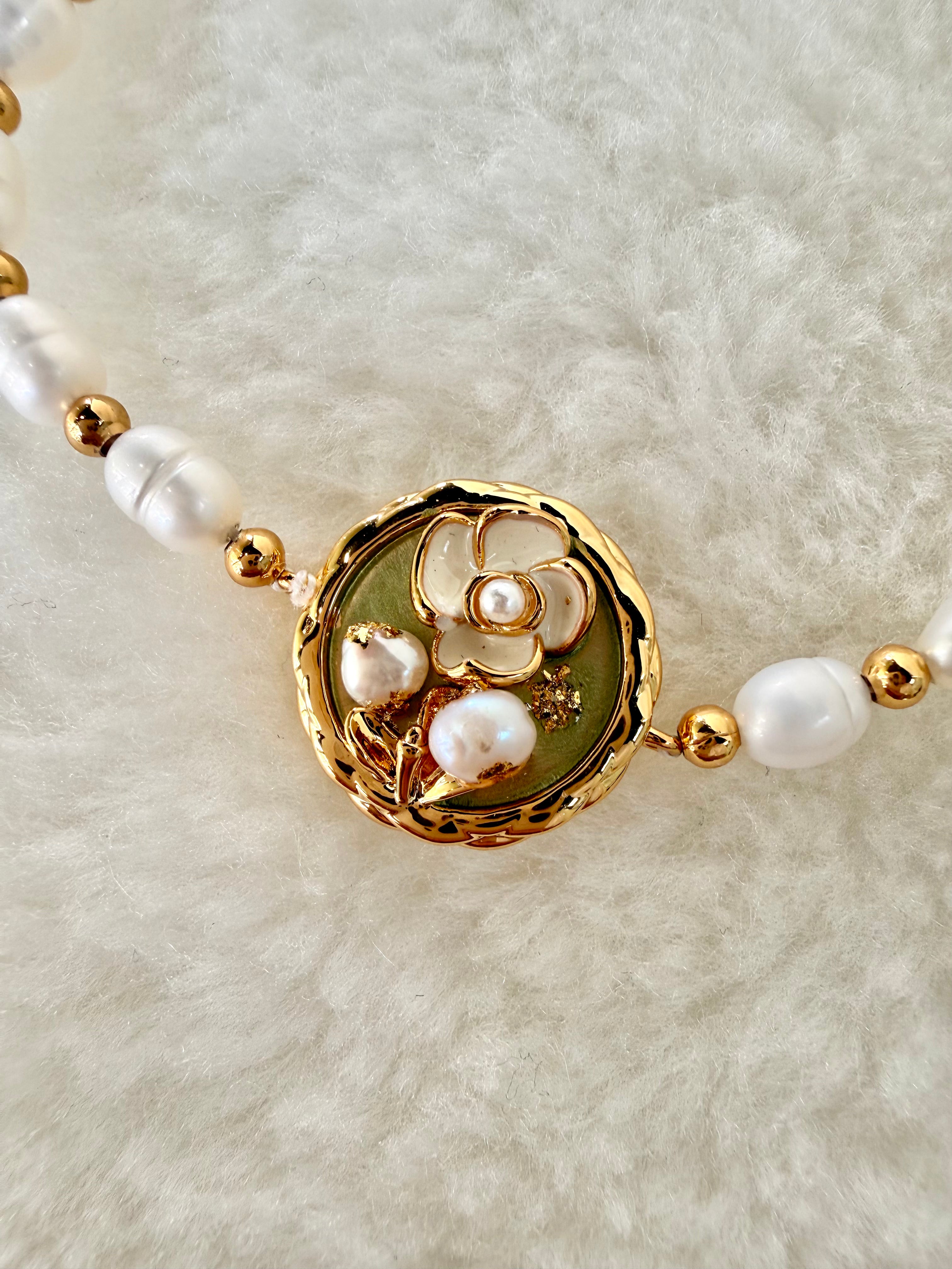 Pearl & Natural Stone Bracelet | 24K Gold Plated
