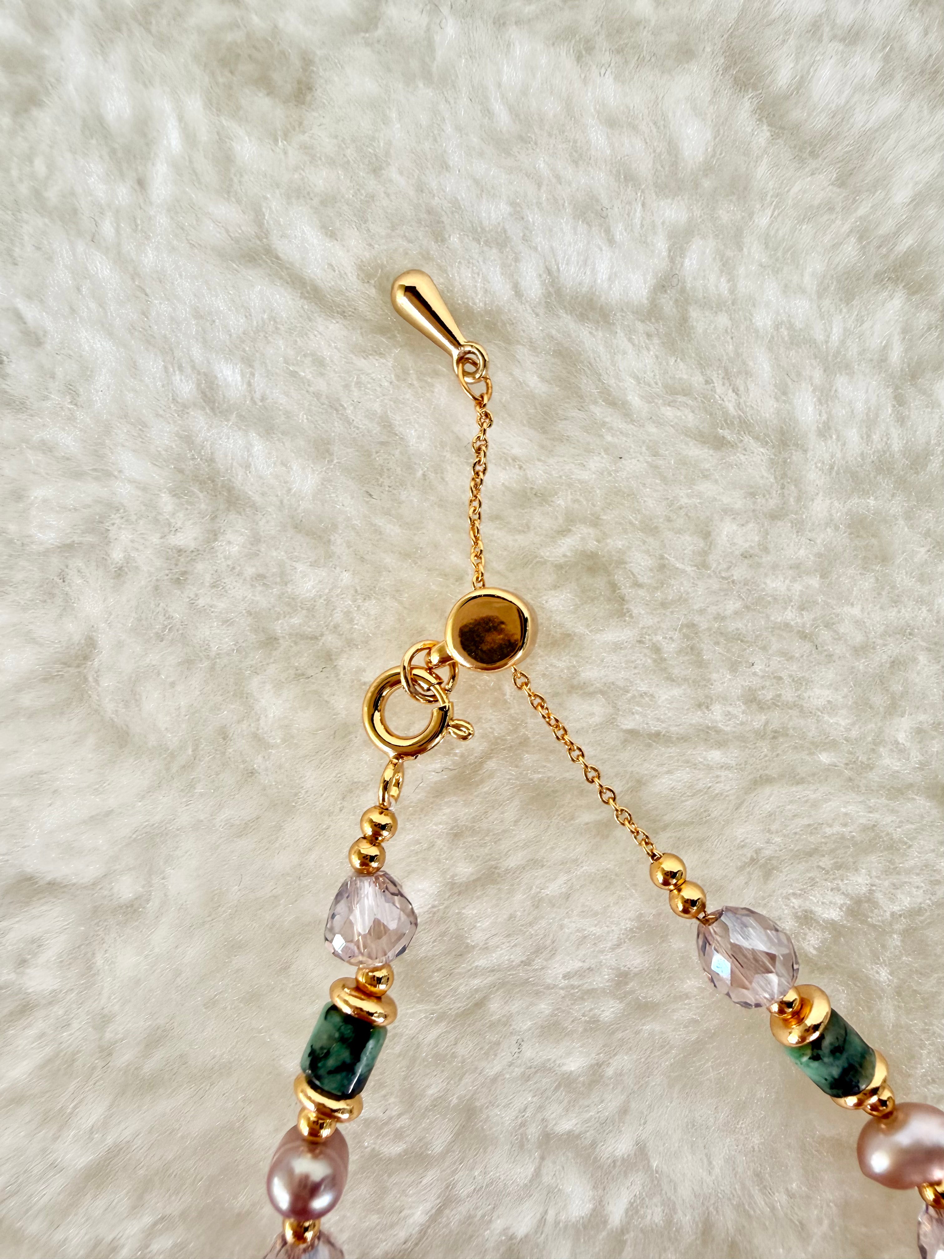 Pearl & Natural Stone Bracelet | 24K Gold Plated