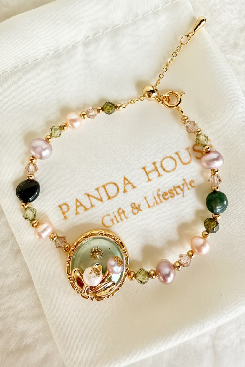 Pearl & Natural Stone Bracelet | 24K Gold Plated