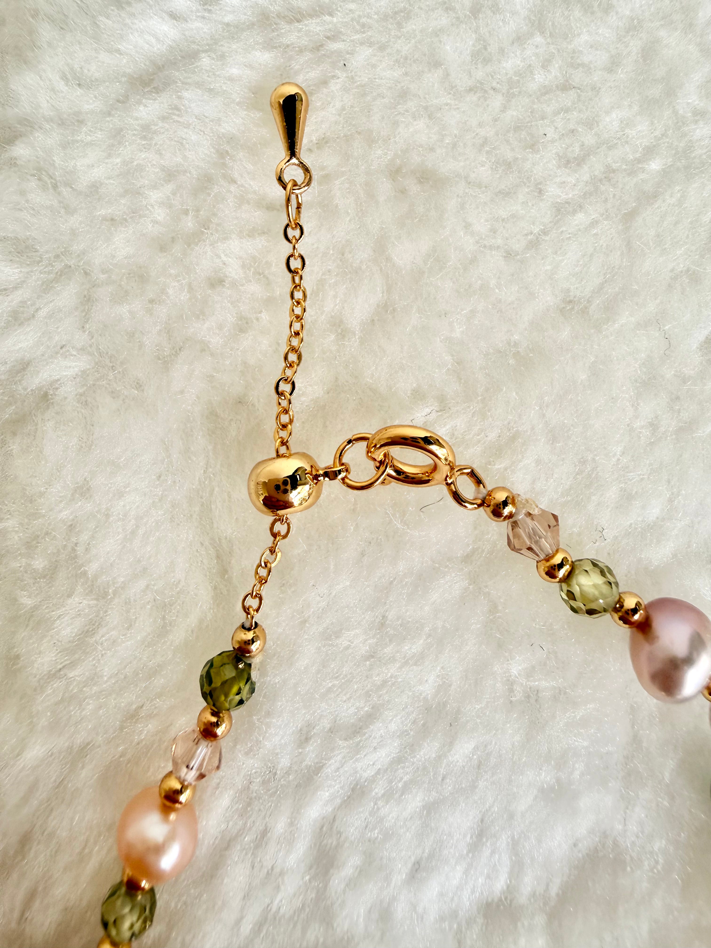 Pearl & Natural Stone Bracelet | 24K Gold Plated
