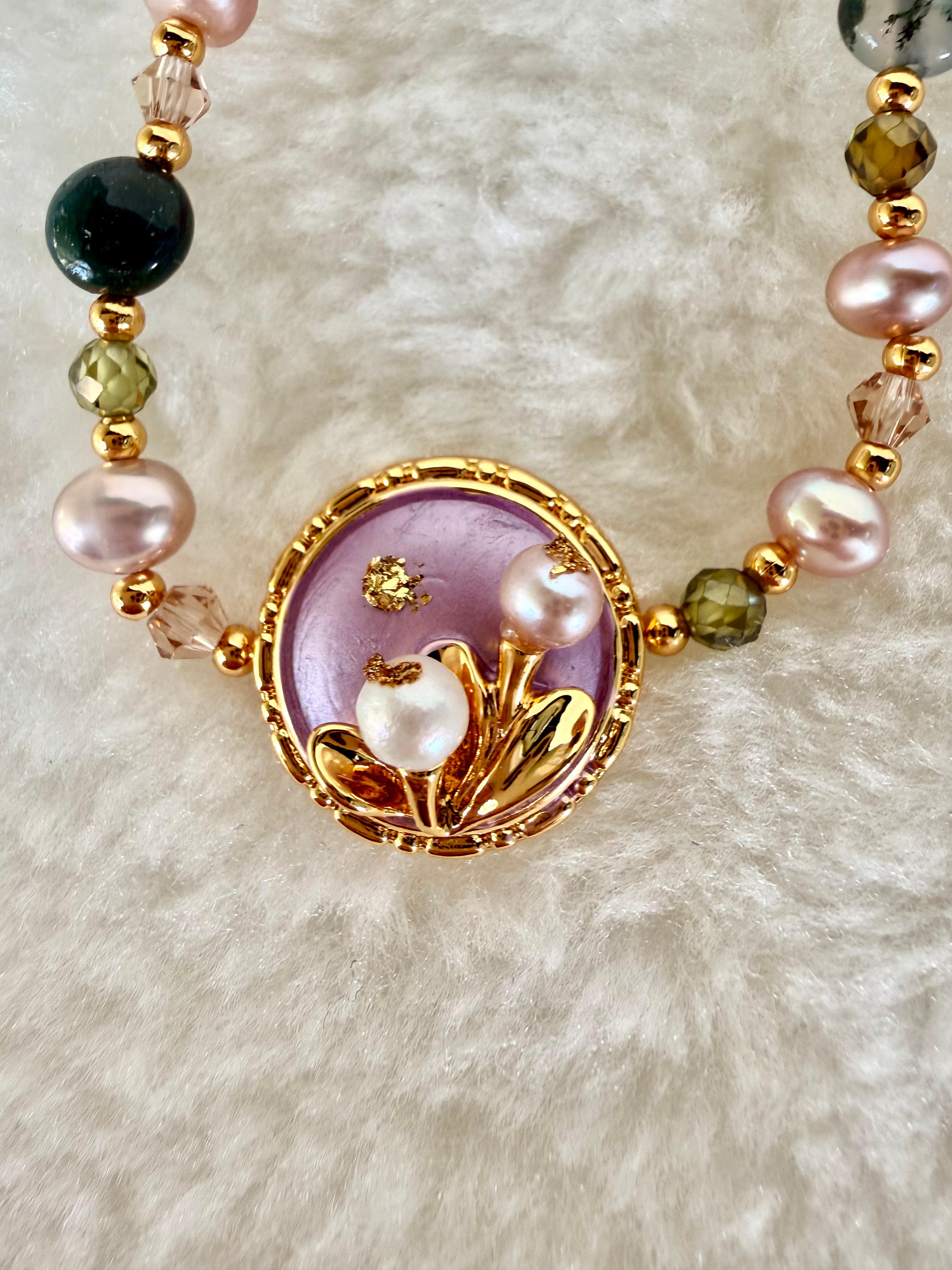 Pearl & Natural Stone Bracelet | 24K Gold Plated