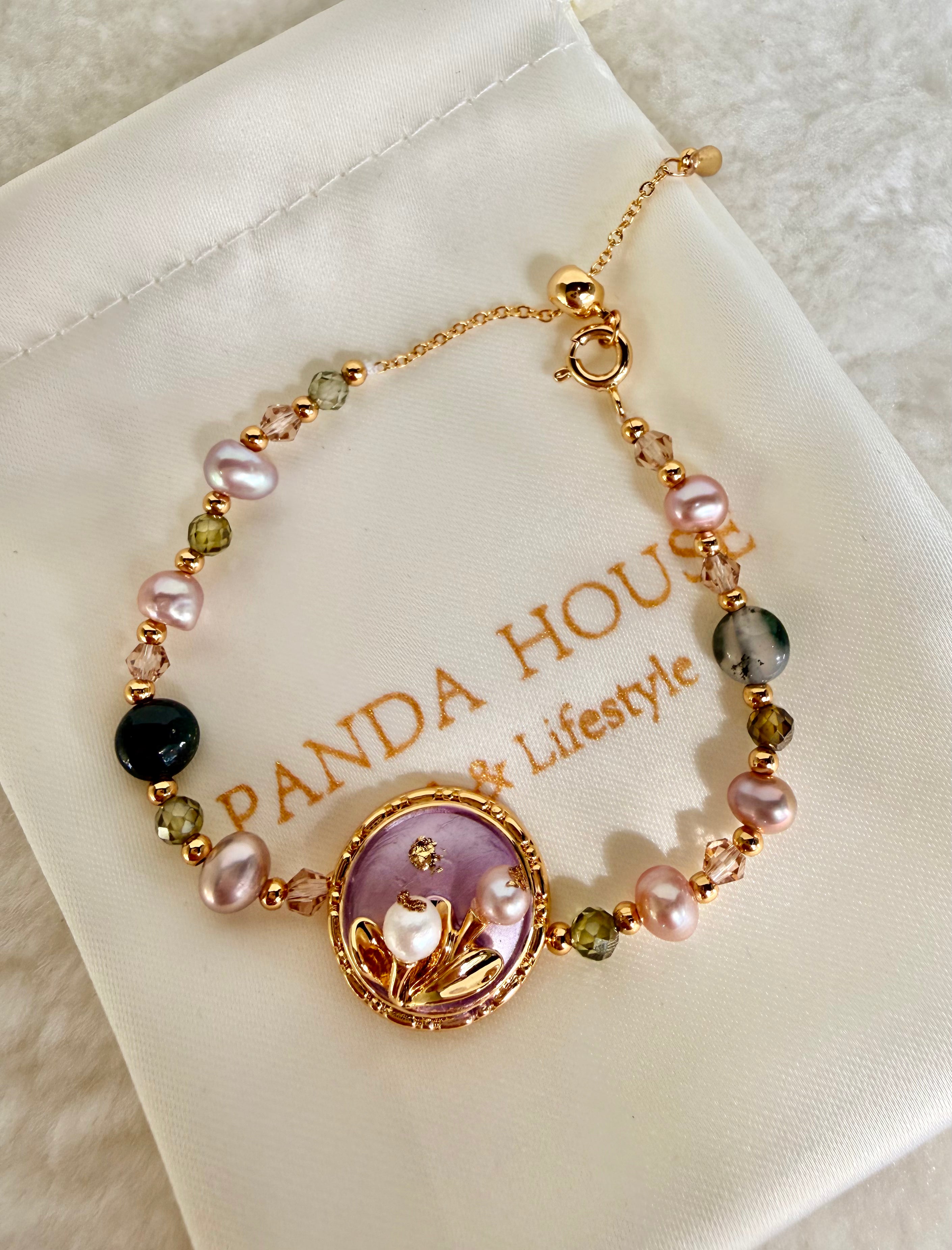 Pearl & Natural Stone Bracelet | 24K Gold Plated