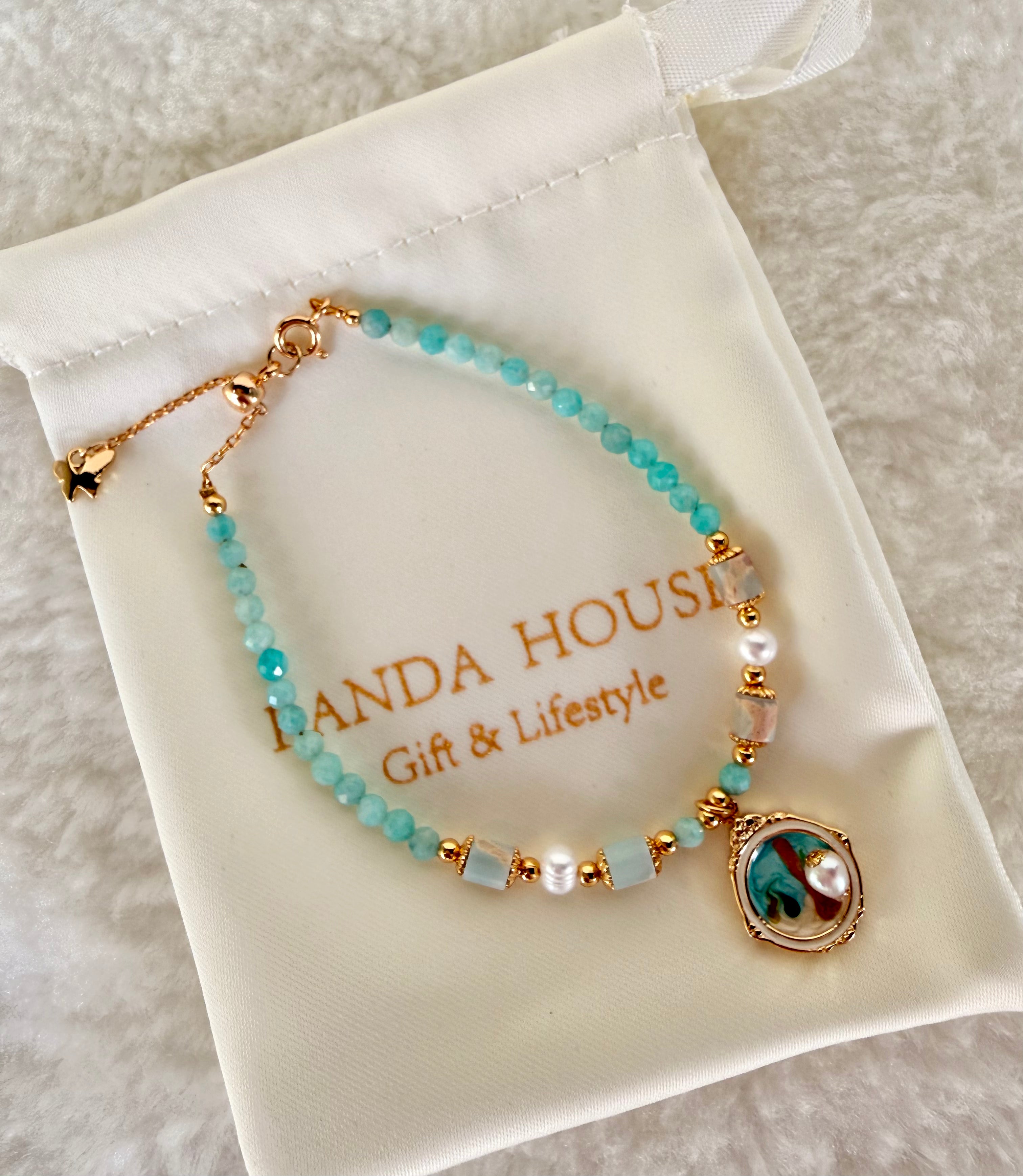 Pearl & Natural Stone Bracelet | 24K Gold Plated