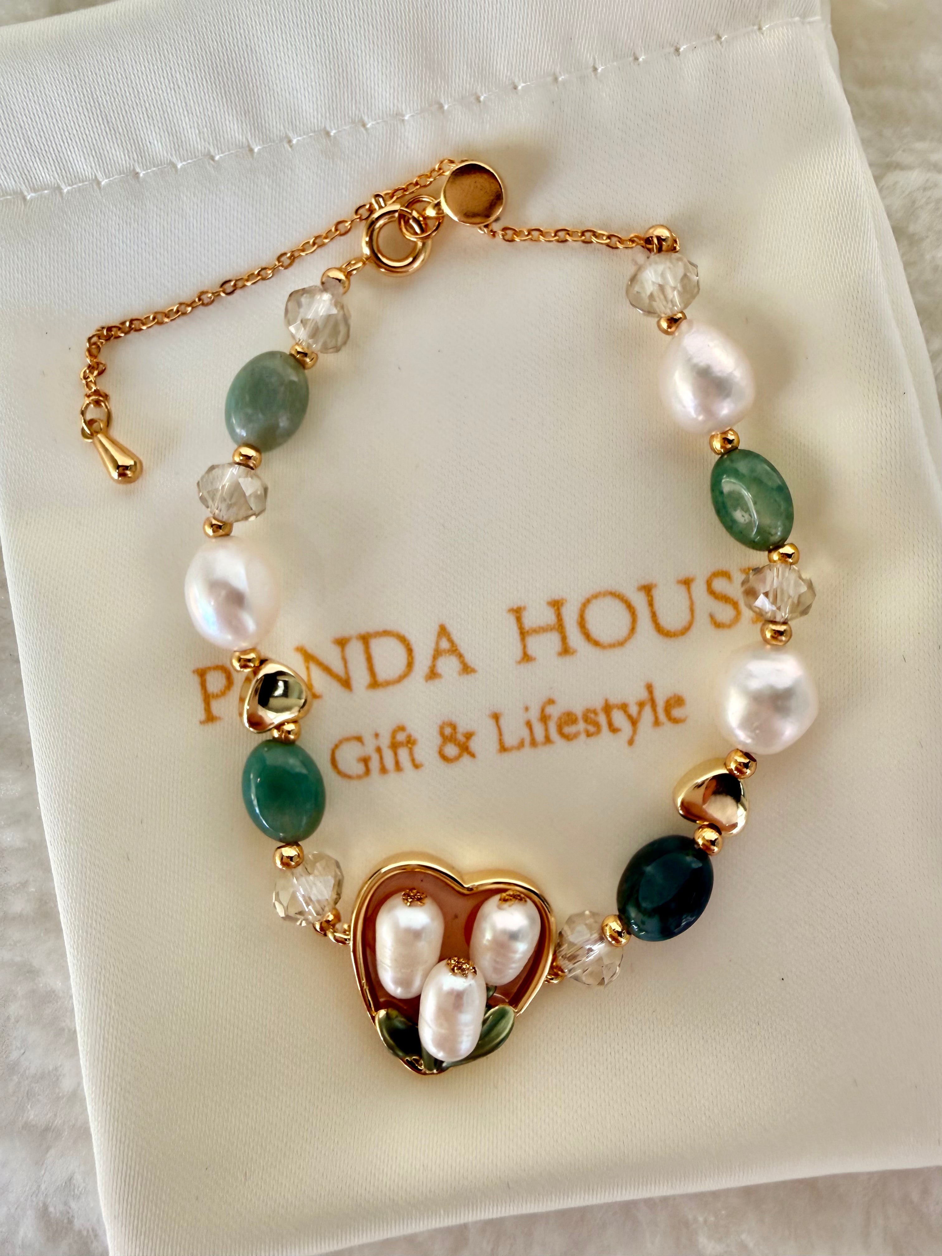 Pearl & Natural Stone Bracelet | 24K Gold Plated