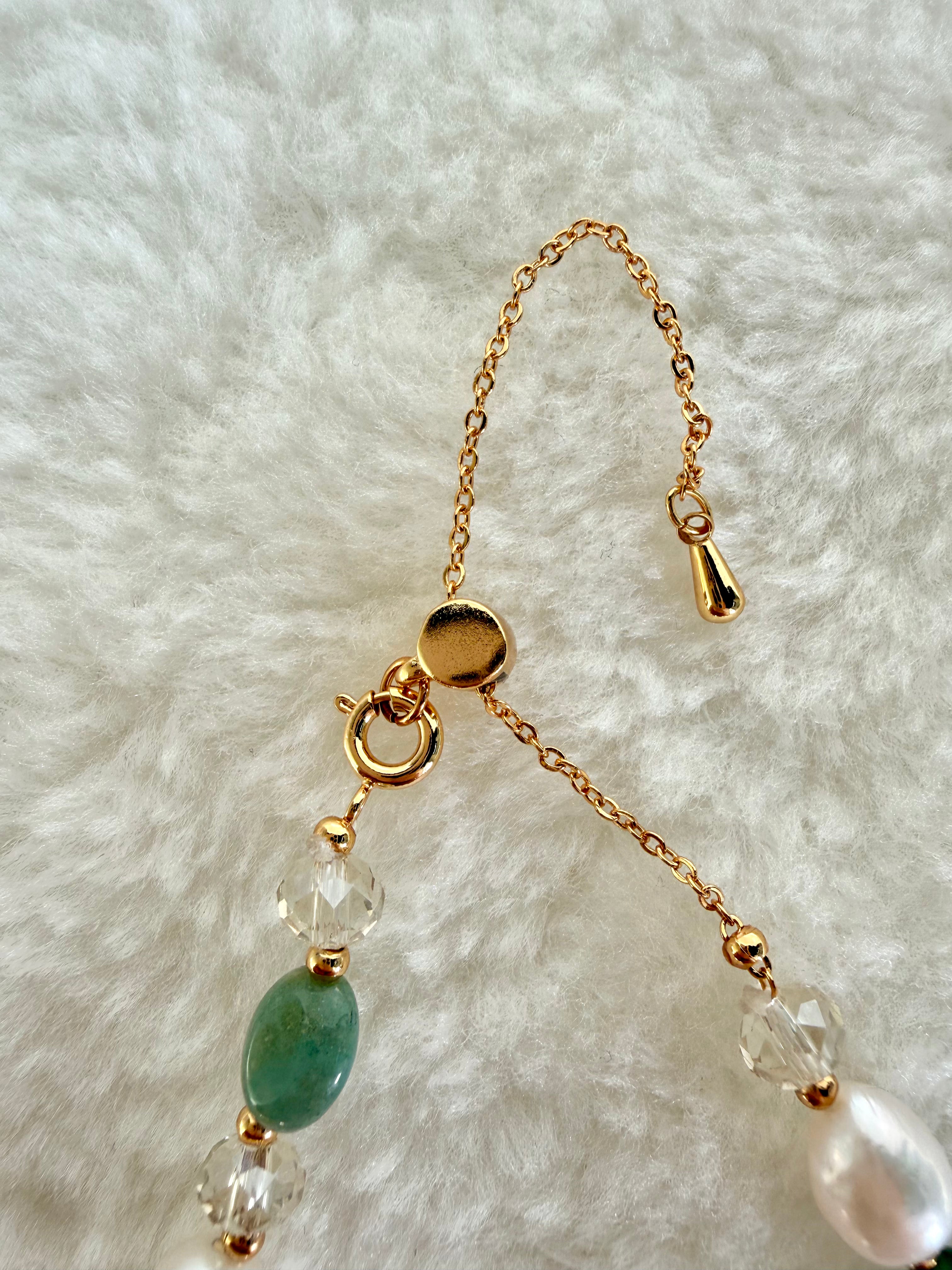 Pearl & Natural Stone Bracelet | 24K Gold Plated