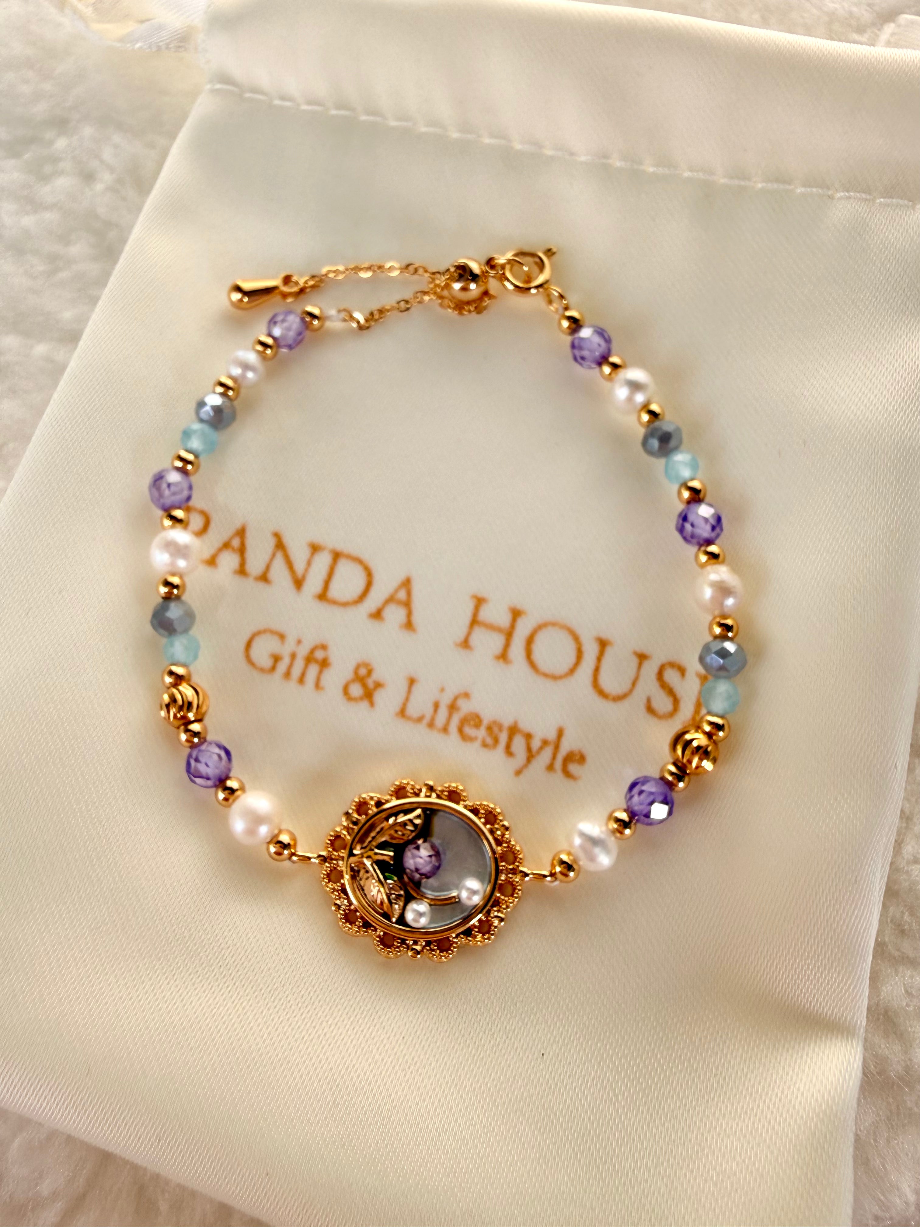 Pearl & Natural Stone Bracelet | 24K Gold Plated