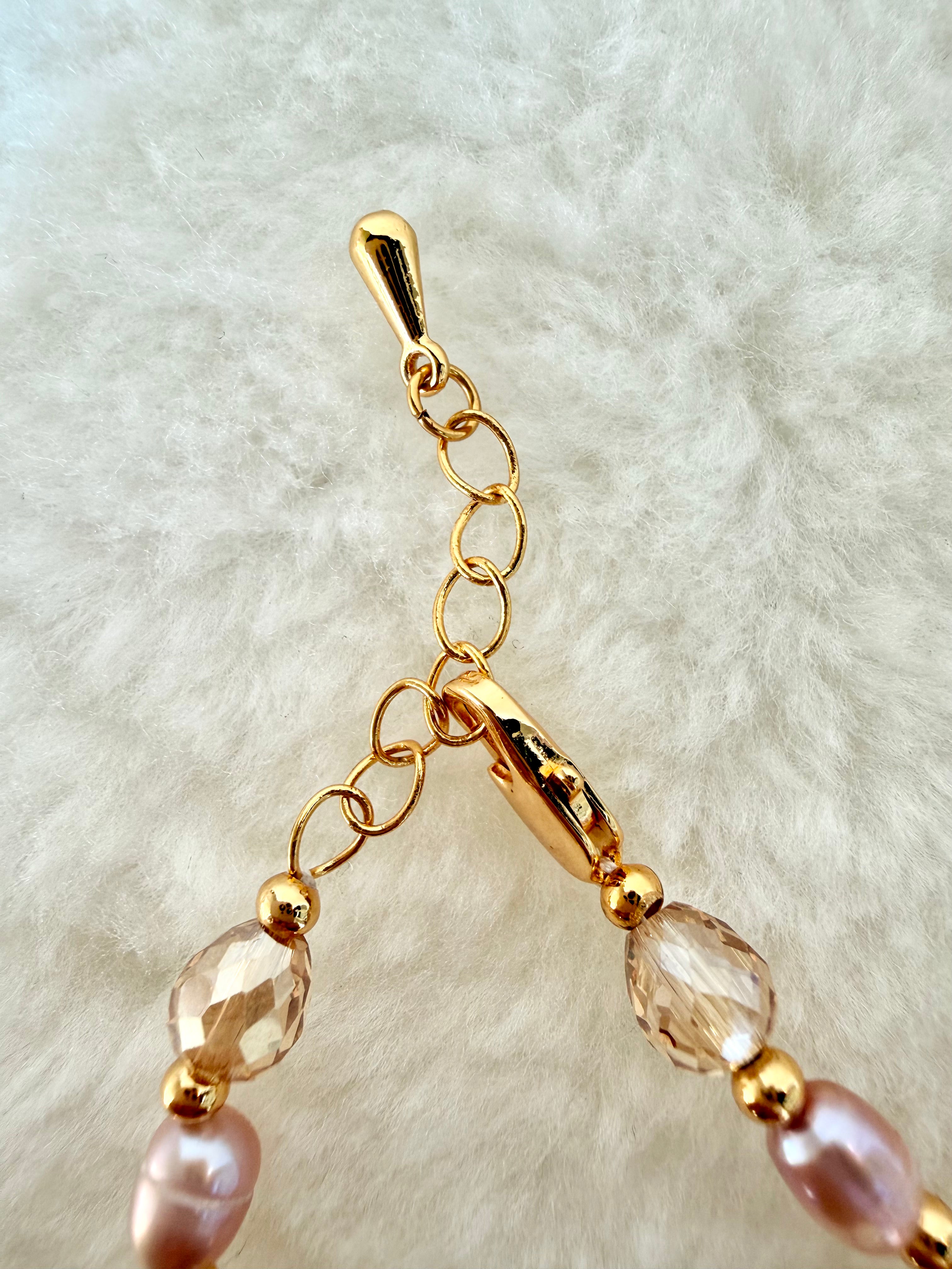 Pearl & Natural Stone Bracelet | 24K Gold Plated