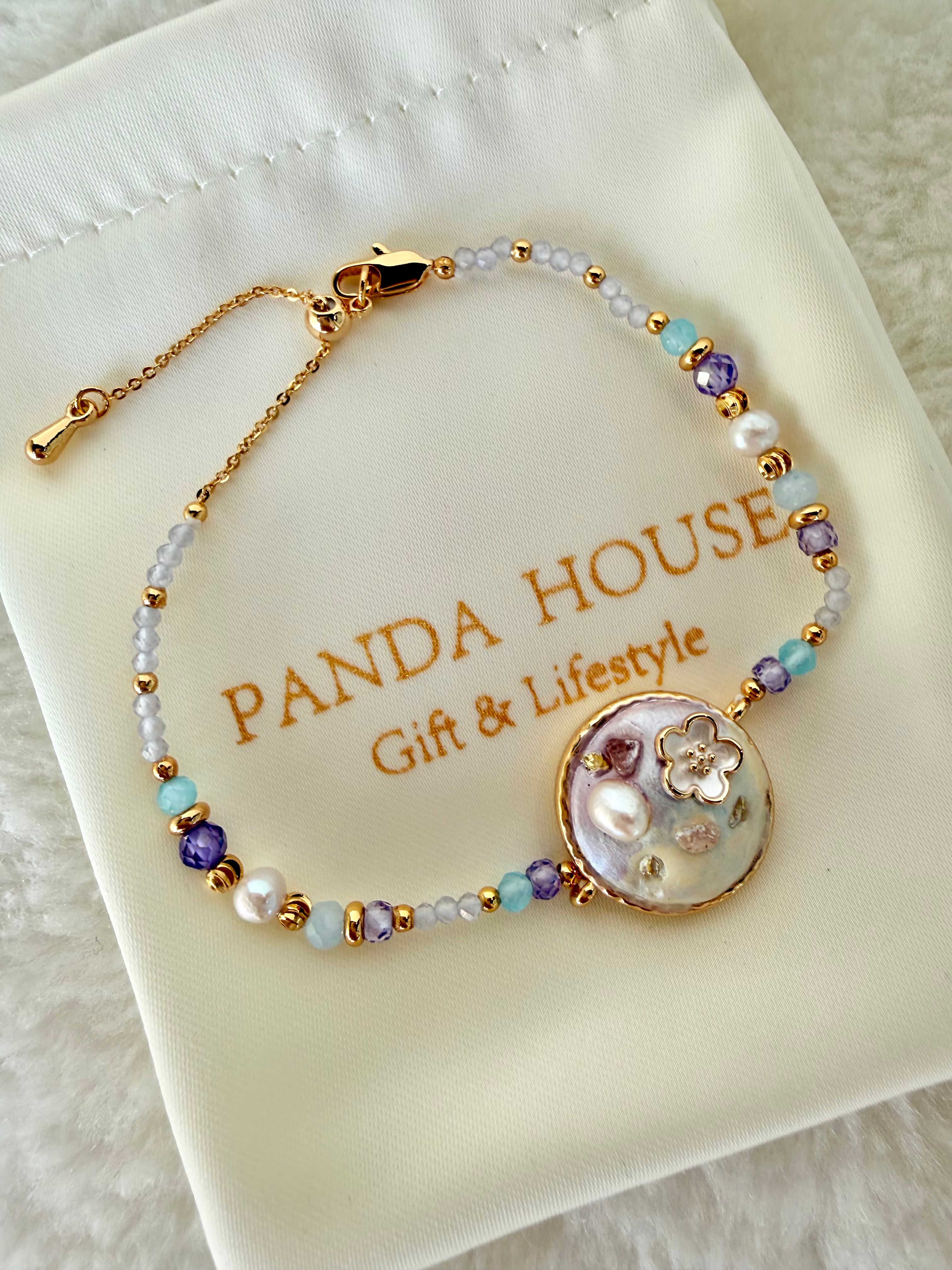 Pearl & Natural Stone Bracelet | 24K Gold Plated